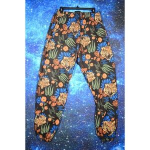 Assholes Live Forever Pants Men XL Black Tiger Floral Joggers Streetwear Funny